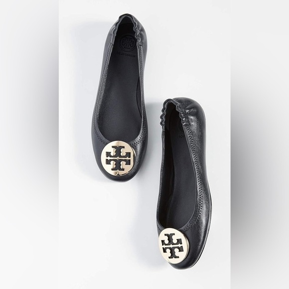 Tory Burch Women's black leather Minnie Travel Ballet Flats Size 41 - Picture 3 of 15